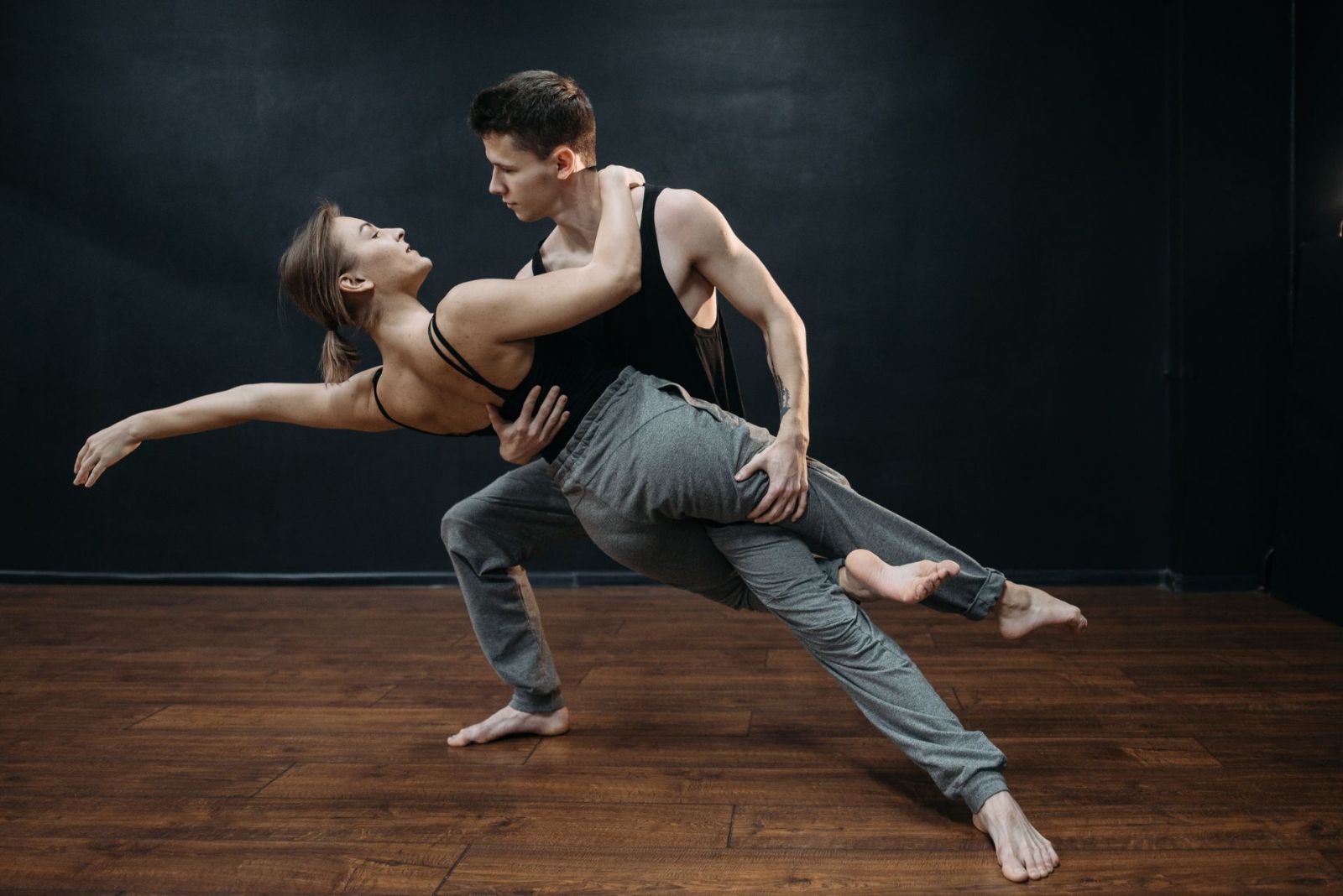 Couple learning their first dance steps together